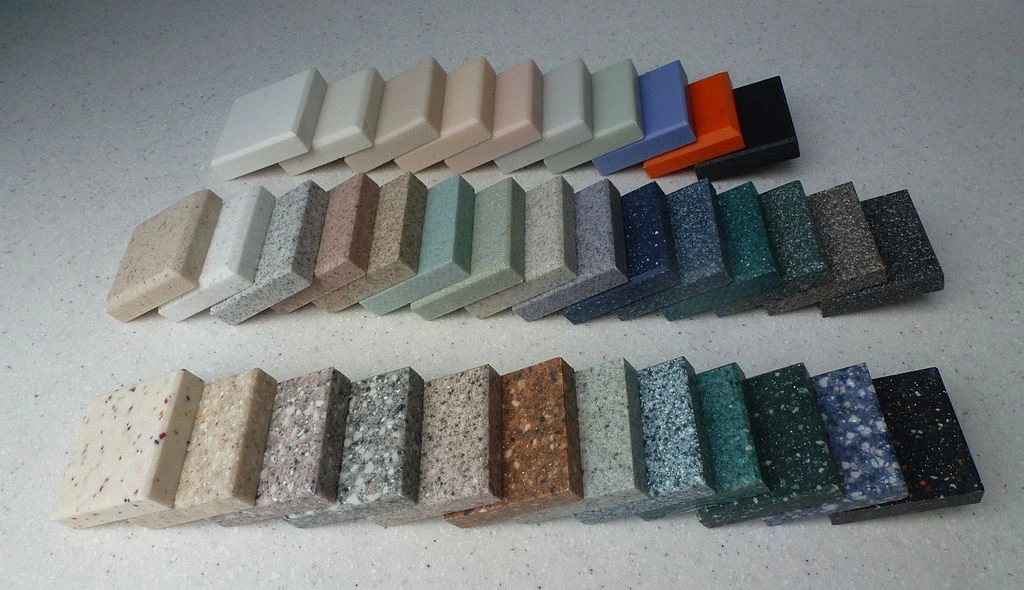 A few available Corian colours and finishes