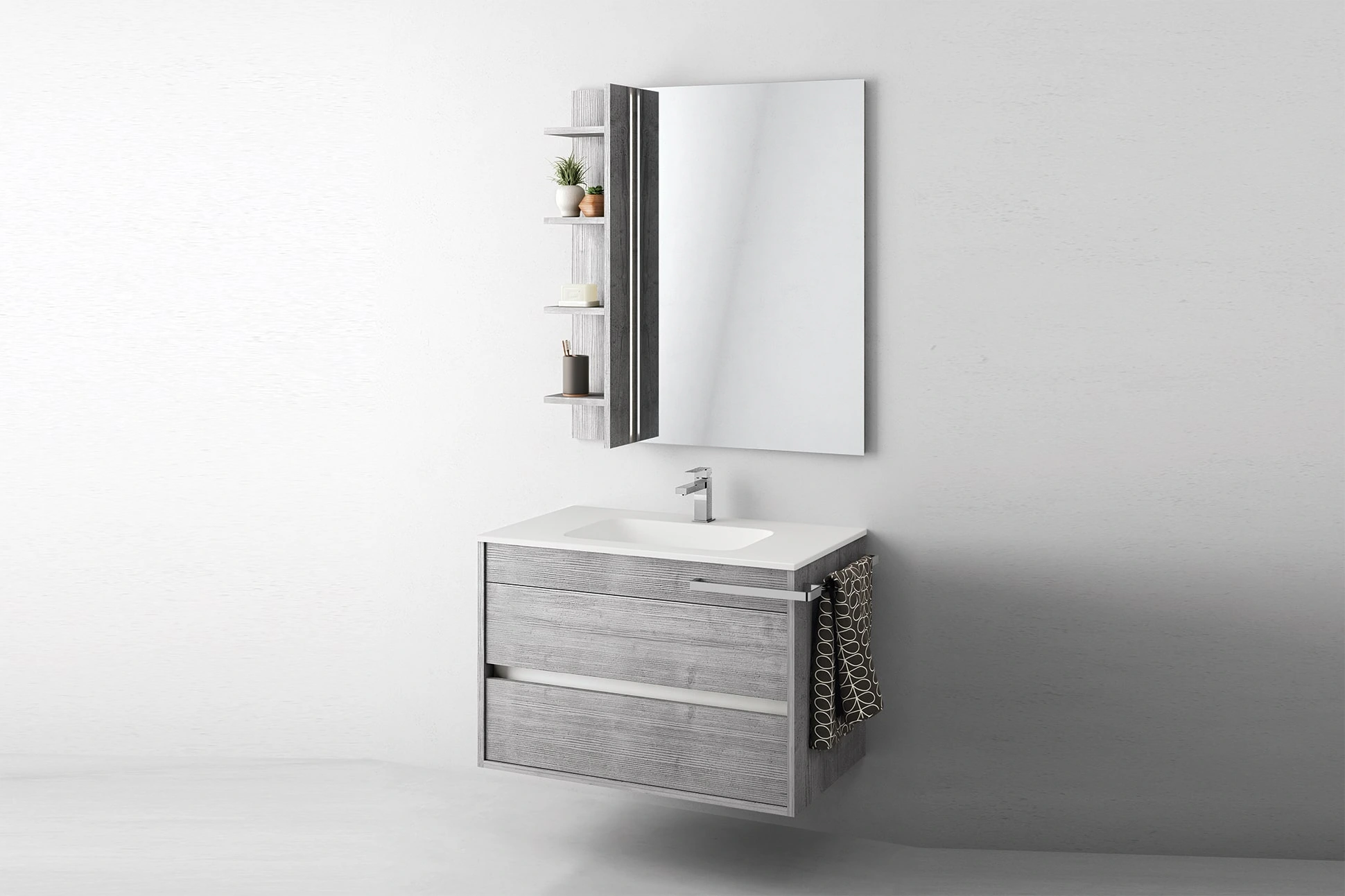 compact bathroom vanity with mirror duetto 1-2